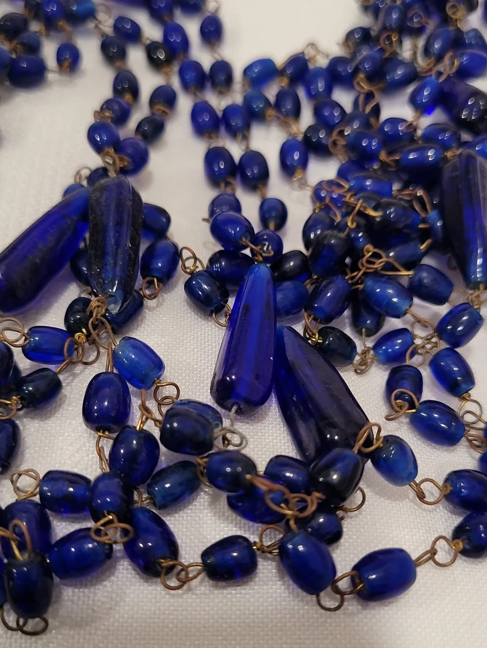 Vintage Hand Crafted Cobalt Glass Necklace 60